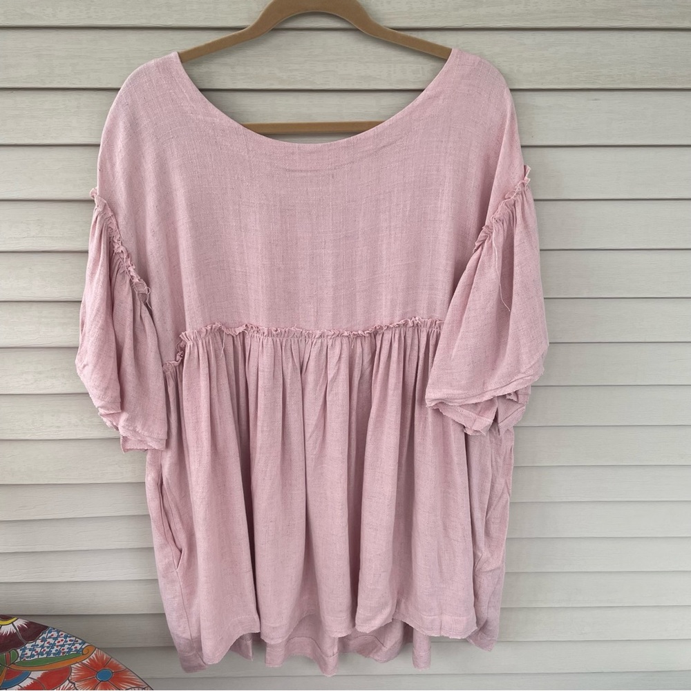 Talulah Pink Linen Blend Tunic Top Size S